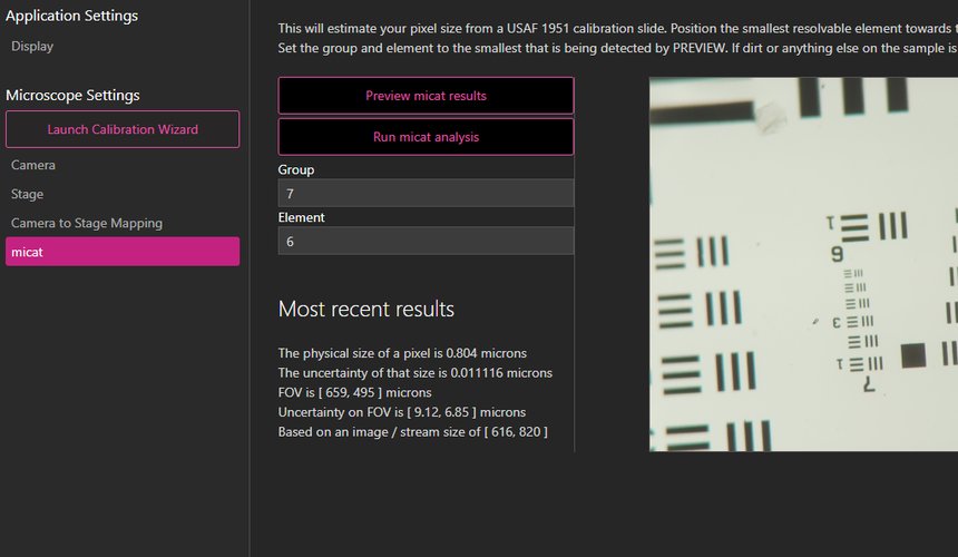 OpenFlexure Microscope control interface or imaging workflow on a computer screen
